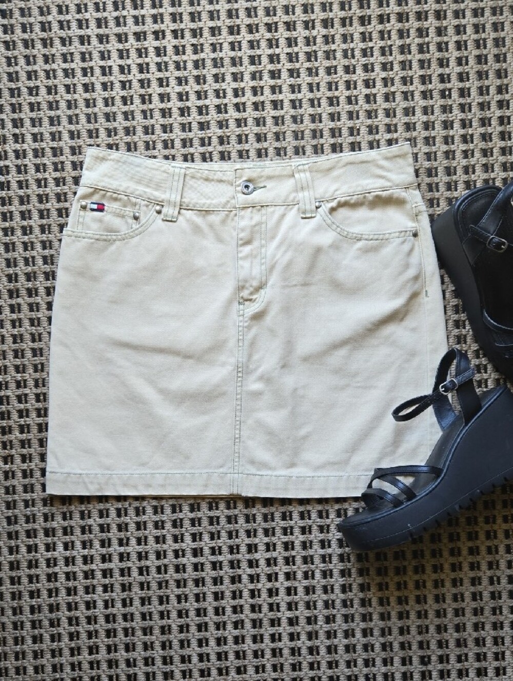 Tommy Hilfiger Light Beige Cotton Mini Skirt